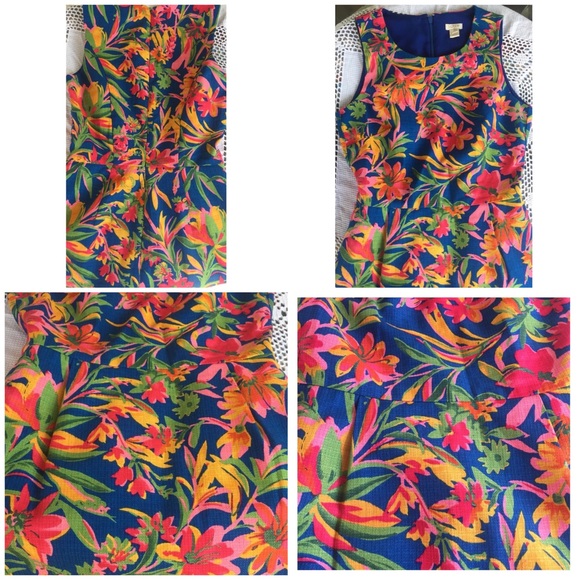 J Crew Tropical Floral Pleated Dress Sz 0 Lined - Picture 3 of 8